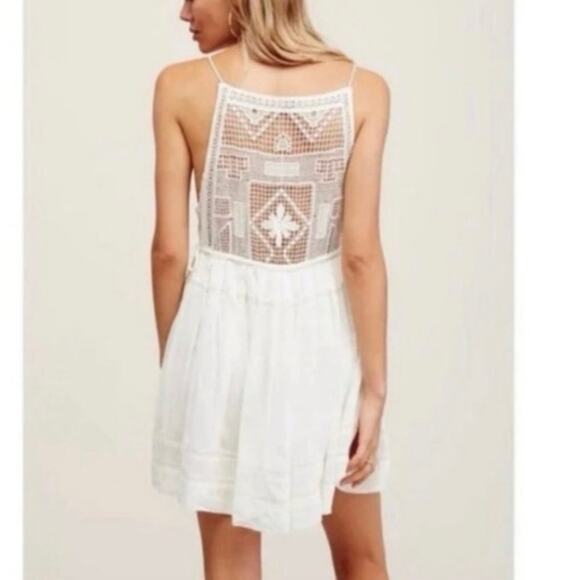 Free People Emily Dress White Crochet Square Neck Tiered Mini Dress Size XS - Picture 3 of 10